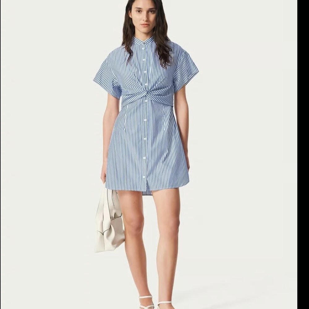Rag & Bone Gretchen Stripe Poplin Dress Navy Size 6